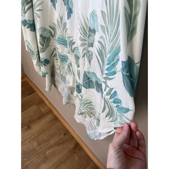 Vacances Beach Swim Coverup Palm Leaf 100% Silk Cream Caftan kimono resortwear - Picture 7 of 16